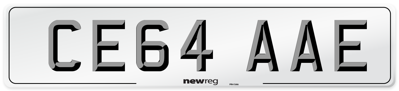 CE64 AAE Number Plate from New Reg